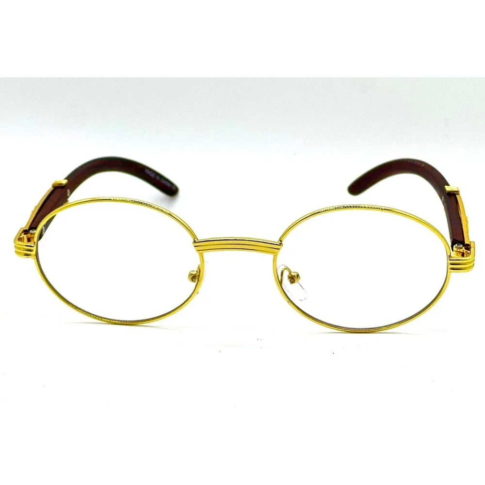 Retro‎ Oval 90s Metal Sunglasses Men Gold Clear Glasses 2025 Trendy Chic Narrow